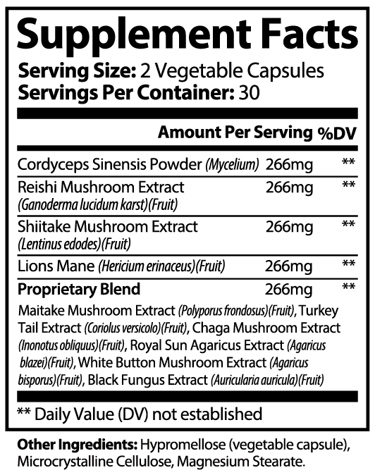 Mushroom Supplement | Lions Mane, Reishi & Shiitake Boost