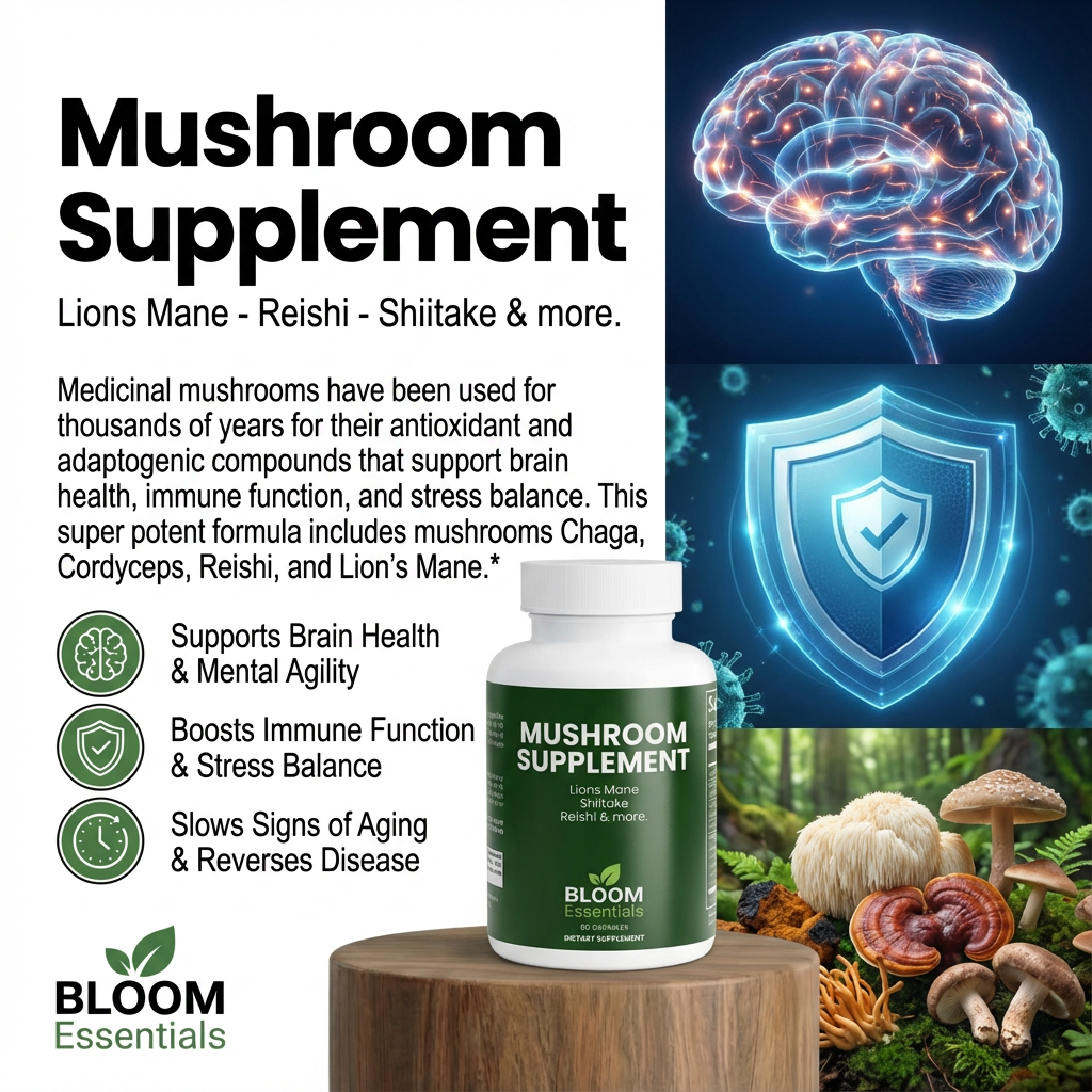 Mushroom Supplement - Lions Mane - Reishi - Shiitake