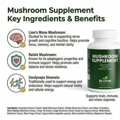 Mushroom Supplement - Lions Mane - Reishi - Shiitake
