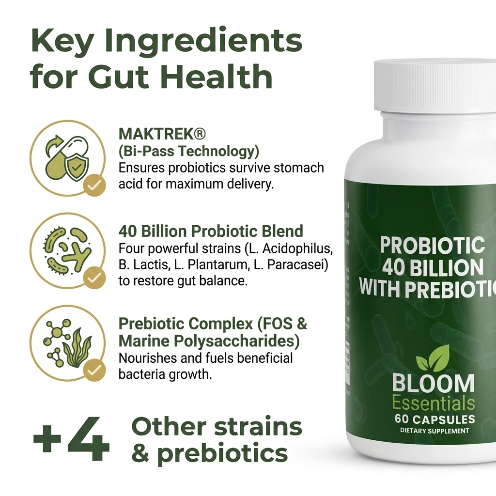 Probiotic Supplement | 40 Billion CFU with Prebiotics